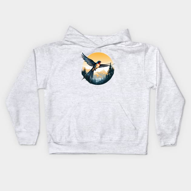 Swallow Bird Kids Hoodie by zooleisurelife